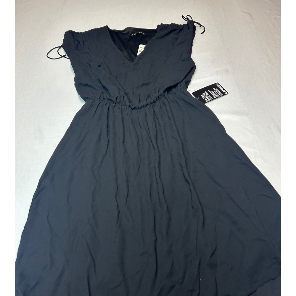 Express Womens Black V-Neck Elastic Waist Mini Dress Size XS NWT 8797-058